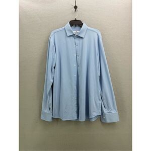 Mizzen + Main Mens Blue White Jacquard Micro Gingham Button-up Shirt Large